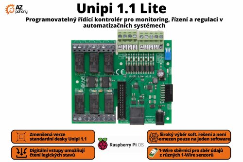 Unipi 1.1 lite  - Programovatelný řídící kontrolér pro monitoring, řízení a regulaci v automatizačních systémech